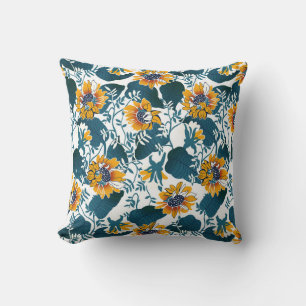 Coussin Art Nouveau, motifs floraux.