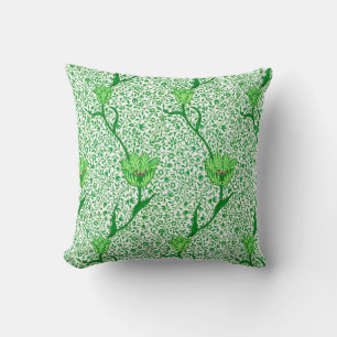 Coussin Art Nouveau Tulip Damask, Emerald Green