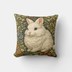 Coussin Art nouveau vintage lapin blanc