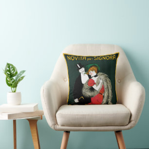 Coussin Art Nouveau vintage, mode italienne, amour et roma