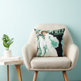 Coussin Art Nouveau vintage, mode italienne, femmes élégan