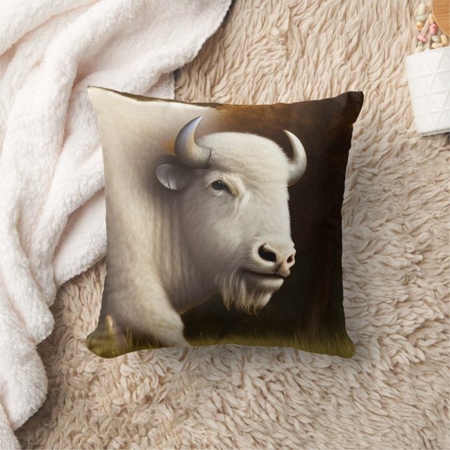 Coussin Art numérique de buffle blanc mystique (Couverture)
