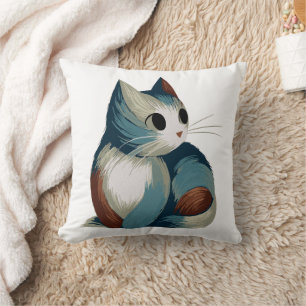 Coussin Art numérique de chat coloré