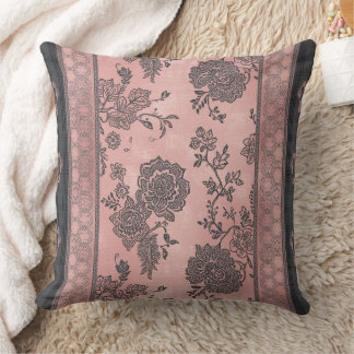 Coussin Art numérique floral toile de rose vintage et char