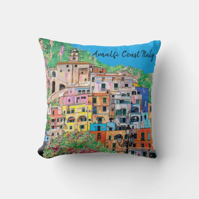 Coussin Art numérique traditionnel italien de la côte amal (Recto)