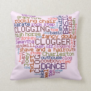 Coussin Art obstruant de mot de Clogger