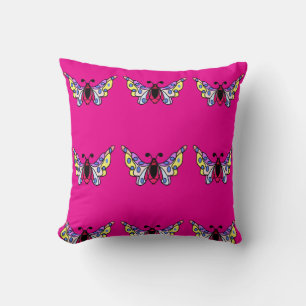 Coussin Art papillon folklorique moderne vibrant personnal