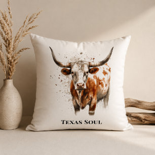 Coussin Art personnalisé d'écurie occidentale de Longhorn