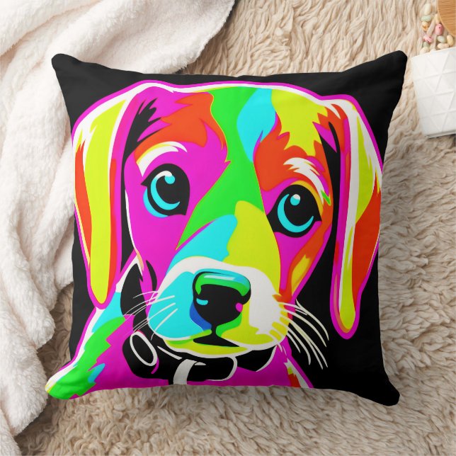 Coussin Art Pop Puppy Néon (Couverture)