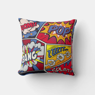 Coussin Art pop rétro, motif de la bande dessinée.