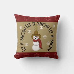 Coussin Art populaire mignon Cowboy Snowman Noël