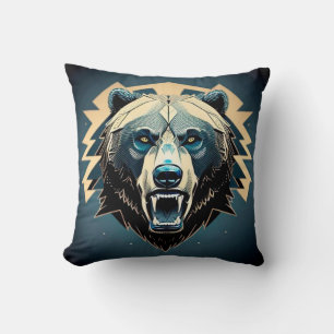 Coussin Art stylisé d'ours féroce