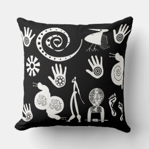 Coussin Art symbolique et motifs africains abstraits moder