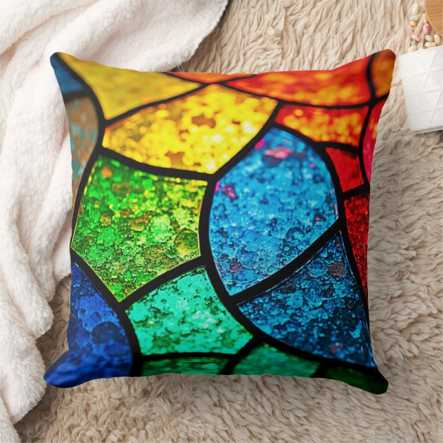 Coussin Art texturé de verre coloré vibrant (Couverture)