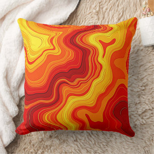 Coussin Art topographique abstrait enflammé