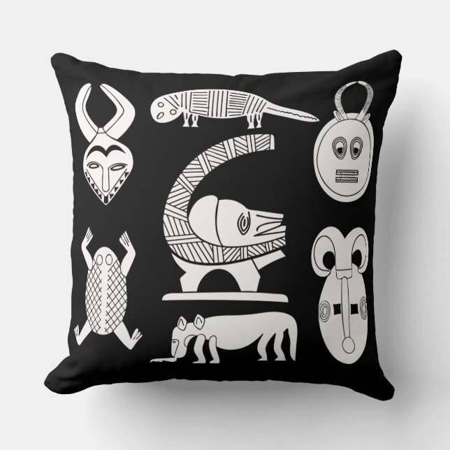 Coussin Art tribal abstrait africain (Recto)