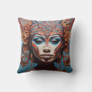 Coussin Art tribal fusion vibrant