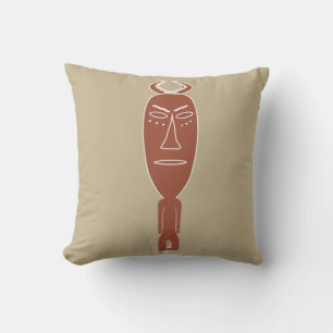 Coussin Art tribal indigène moderne abstrait de visage