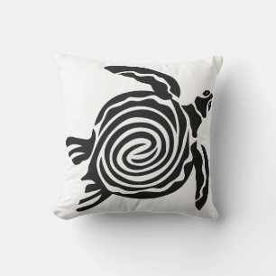 Coussin Art tribal tortue noir et blanc