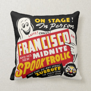 Coussin Art vintage d'affiche d'exposition de spectre -
