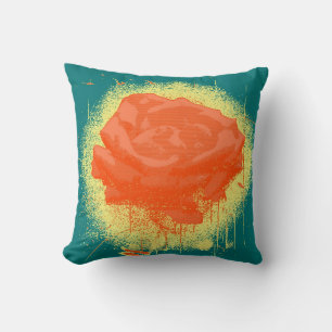 Coussin Art vintage de la rose rouge