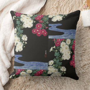 Coussin Art vintage d'Ohara Koson sur le chrysanthème