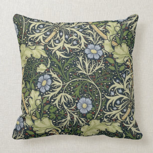 Coussin Art vintage floral de motif d'algue de William
