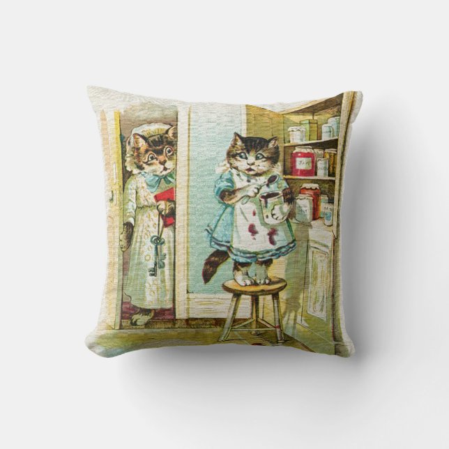 Coussin Art vintage : Vol attrapé par chaton (Recto)