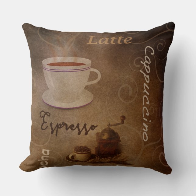 Coussin Art Word pour les amateurs de café (Recto)
