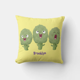 Coussin Artichauts chantants mignons dessin animé végétal