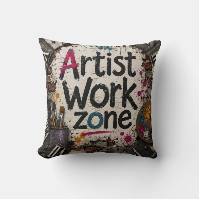 Coussin Artist Work Zone Creative Studio Gift for Artists (Recto)