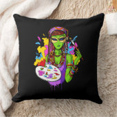 Coussin Artiste de peinture hippie Alien spatial (Couverture)