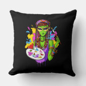 Coussin Artiste de peinture hippie Alien spatial (Recto)
