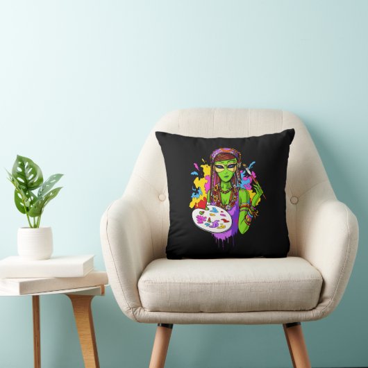 Coussin Artiste de peinture hippie Alien spatial (Chaise)