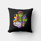 Coussin Artiste de peinture hippie Alien spatial (Recto)