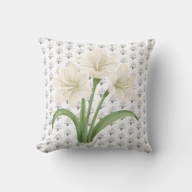 Coussin Artistic Botanical Amaryllis Flower Accent (Recto)
