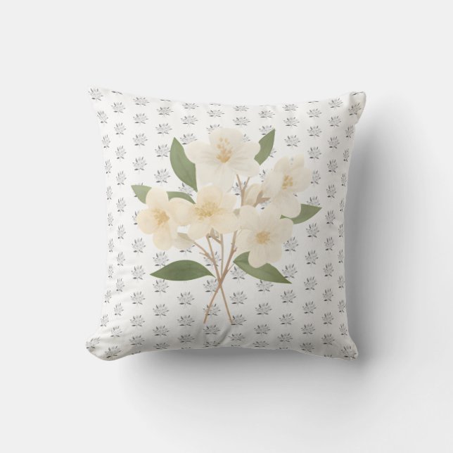 Coussin Artistic Botanical Jasmine Flower Accent (Recto)