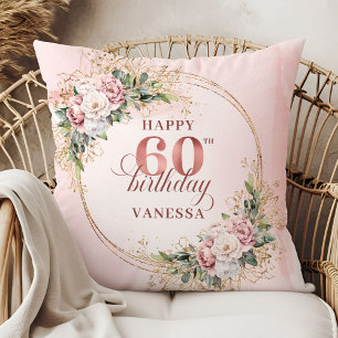 Coussin Artistic Dusty Pink Aquarelle Boho 60e anniversair