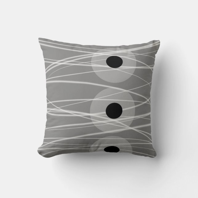 coussin artistique design abstrait gris et blanc (Recto)