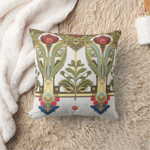 Coussin Arts & Crafts de style Craftsman et Mission florau