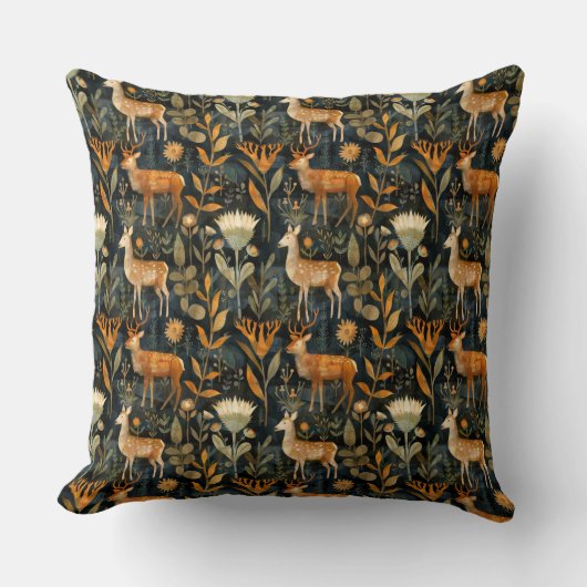 Coussin Arts et artisanat écossais chardons et cerfs (Recto)