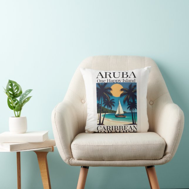 Coussin Aruba, une île, un bonheur (Chaise)
