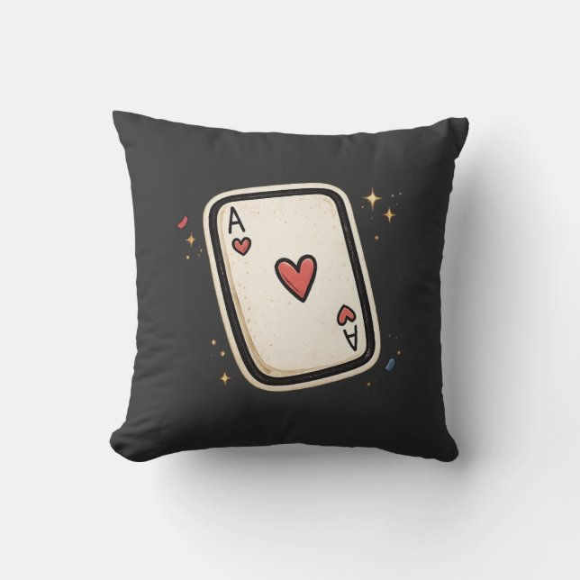 Coussin As de cœur minimaliste - Art de carte à jouer (Recto)
