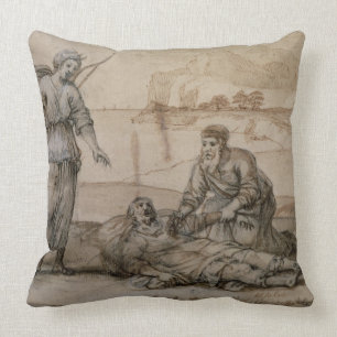 Coussin Asclepius rétablissant Hippolytus (stylo et encre