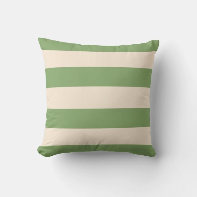 Coussin Asparagus Vert et Rayures Blanc Antique (Recto)