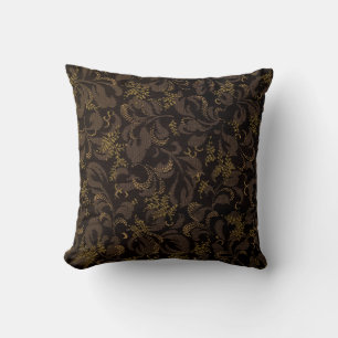 Coussin Aspect Broderie Marron