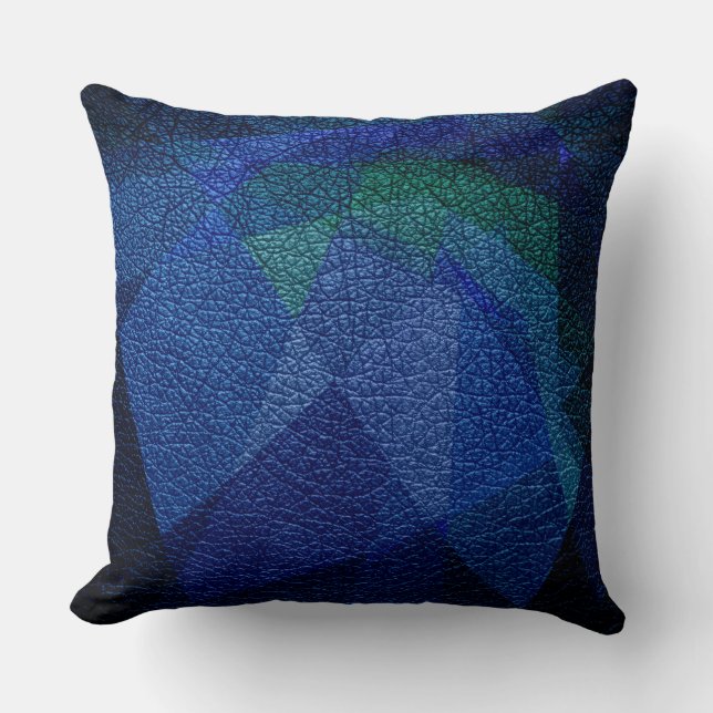 Coussin Aspect Cuir Bleu (Recto)