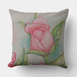 Coussin Assez pastel CricketDiane d'aquarelle de rose de