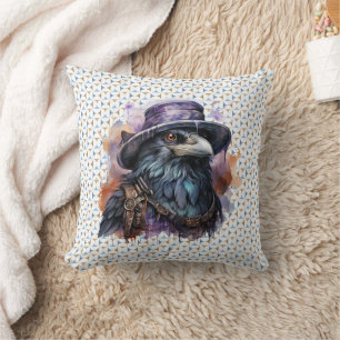 Coussin Assistant Aquarelle Raven Bird