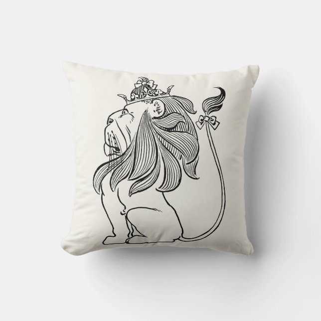 Coussin Assistant vintage d'Oz, Lion Cowardly avec Couronn (Recto)